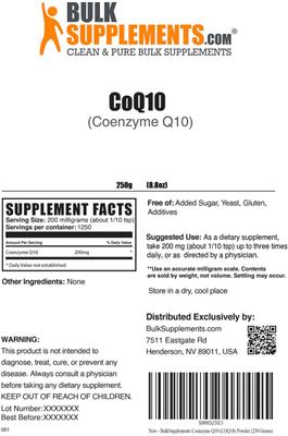 Photo of the BulkSupplements.com CoQ10 label