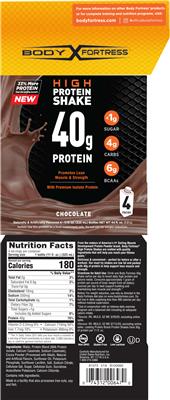 Photo of the Body Fortress High Protein Shake Protein 40 g Chocolate label