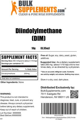Photo of the BulkSupplements.com Diindolylmethane label
