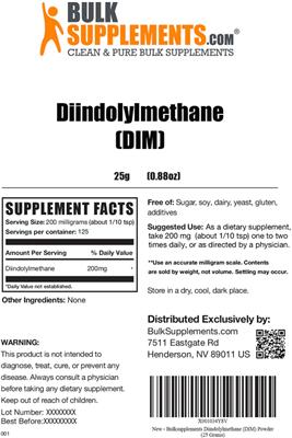 Photo of the BulkSupplements.com Diindolylmethane label