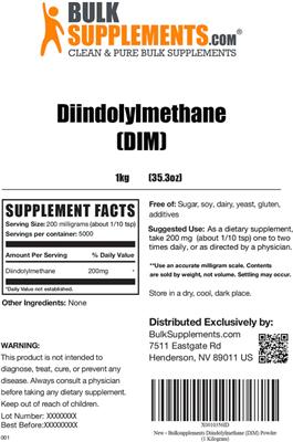 Photo of the BulkSupplements.com Diindolylmethane label