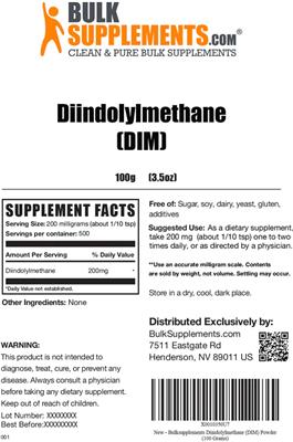 Photo of the BulkSupplements.com Diindolylmethane label