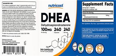 Photo of the Nutricost DHEA 100 mg label