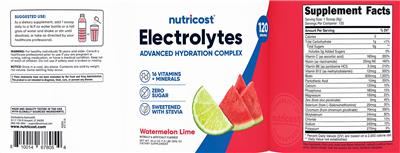 Electrolytes Advanced Hydration Complex Powder Watermelon Lime のラベル画像（NIH DSLD）