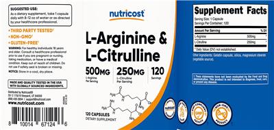 L-Arginine 500 mg & L-Citrulline 250 mg