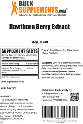 Photo of the BulkSupplements.com Hawthorn Berry Extract label