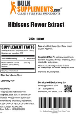 Product label for Hibiscus Flower Extract