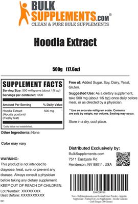 Photo of the BulkSupplements.com Hoodia Extract label