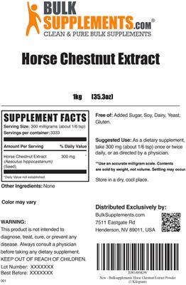 Photo of the BulkSupplements.com Horse Chestnut Extract label