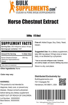 Photo of the BulkSupplements.com Horse Chestnut Extract label