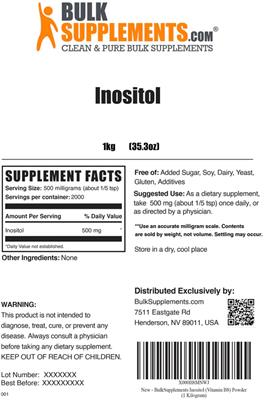 Photo of the BulkSupplements.com Inositol label