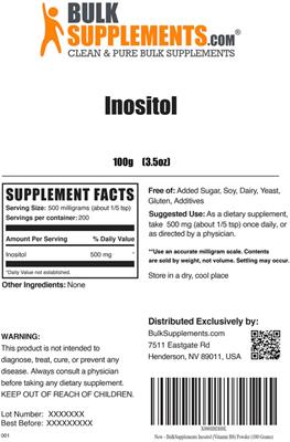 Photo of the BulkSupplements.com Inositol label
