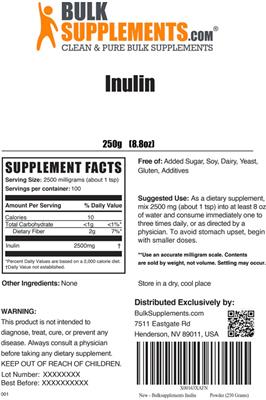Photo of the BulkSupplements.com Inulin label