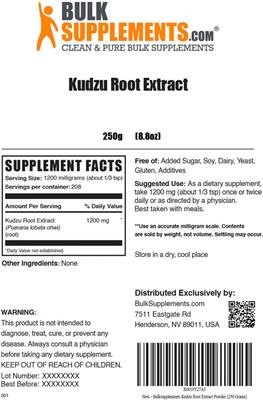 Photo of the BulkSupplements.com Kudzu Root Extract label
