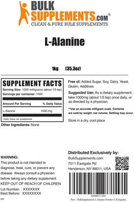 Photo of the BulkSupplements.com L-Alanine label