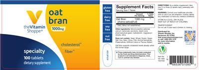 Photo of the The Vitamin Shoppe Oat Bran 1000 mg label