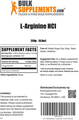 Product label for L-Arginine HCl