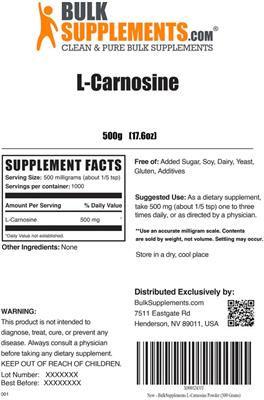 Photo of the BulkSupplements.com L-Carnosine label