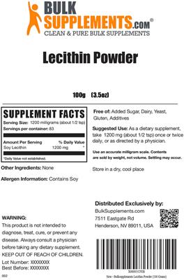 Photo of the BulkSupplements.com Lecithin Powder label