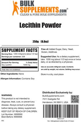 Photo of the BulkSupplements.com Lecithin Powder label