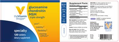 Photo of the The Vitamin Shoppe Glucosamine Chondroitin MSM Triple Strength label