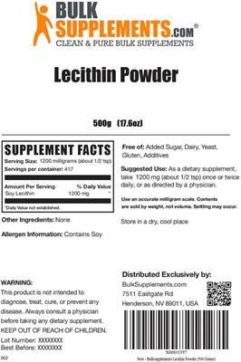 Photo of the BulkSupplements.com Lecithin Powder label