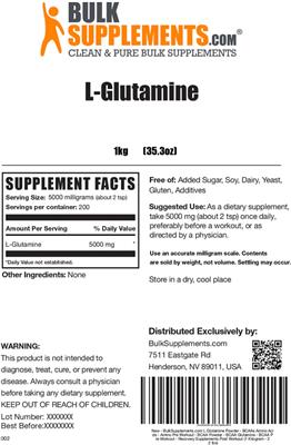 Photo of the BulkSupplements.com L-Glutamine label