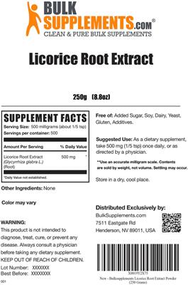 Photo of the BulkSupplements.com Licorice Root Extract label