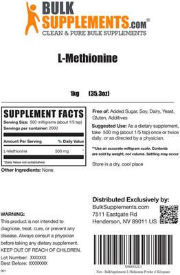 Product label for L-Methionine
