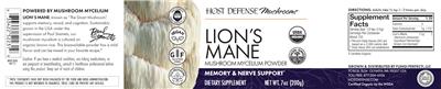 Photo of the Host Defense Mushrooms Lion's Mane label