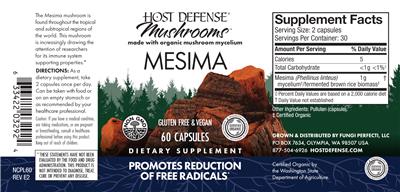 Photo of the Host Defense Mushrooms Mesima label