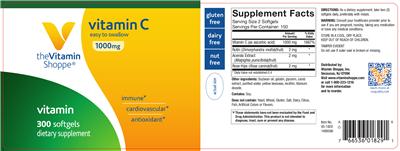 Photo of the The Vitamin Shoppe Vitamin C 1000 mg label