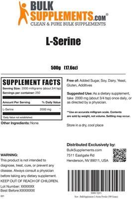 Photo of the BulkSupplements.com L-Serine label