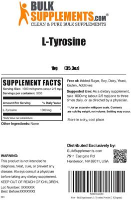 Photo of the BulkSupplements.com L-Tyrosine label