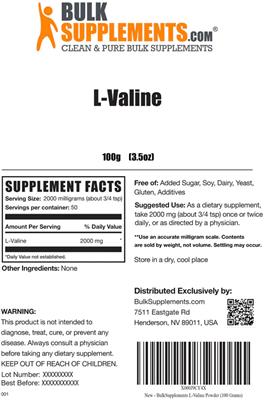 Product label for L-Valine