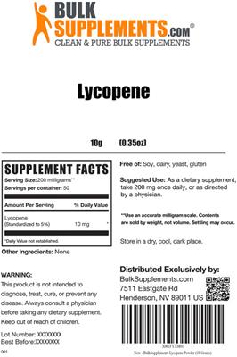 Photo of the BulkSupplements.com Lycopene label