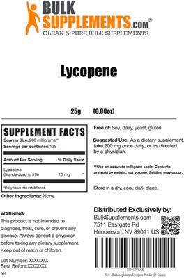Photo of the BulkSupplements.com Lycopene label