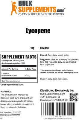 Photo of the BulkSupplements.com Lycopene label