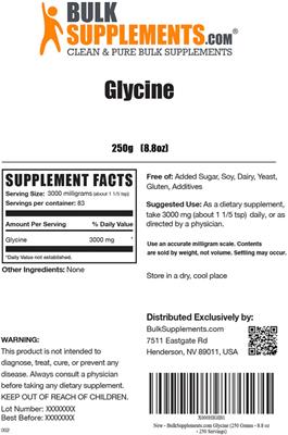 Photo of the BulkSupplements.com Glycine label