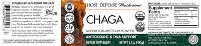 Photo of the Host Defense Mushrooms Chaga label
