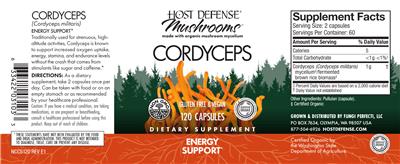 Photo of the Host Defense Mushrooms Cordyceps label