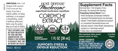 Photo of the Host Defense Mushrooms Cordychi Extract label