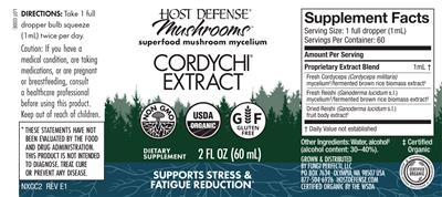 Photo of the Host Defense Mushrooms Cordychi Extract label