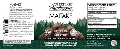 Photo of the Host Defense Mushrooms Maitake label