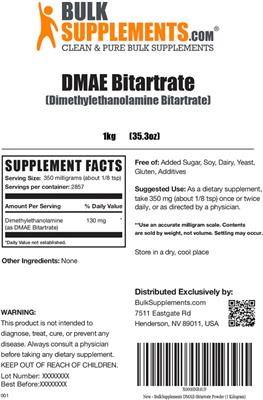 Photo of the BulkSupplements.com DMAE Bitartrate label