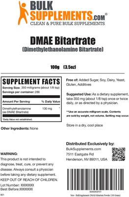 Photo of the BulkSupplements.com DMAE Bitartrate label