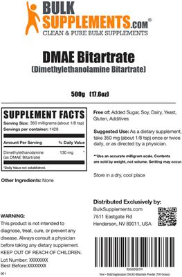 Photo of the BulkSupplements.com DMAE Bitartrate label