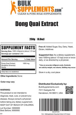 Photo of the BulkSupplements.com Dong Quai Extract label