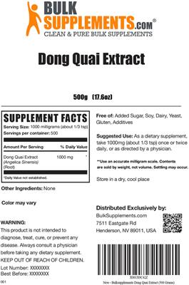 Photo of the BulkSupplements.com Dong Quai Extract label