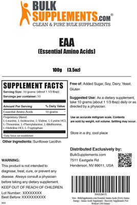 Photo of the BulkSupplements.com EAA label